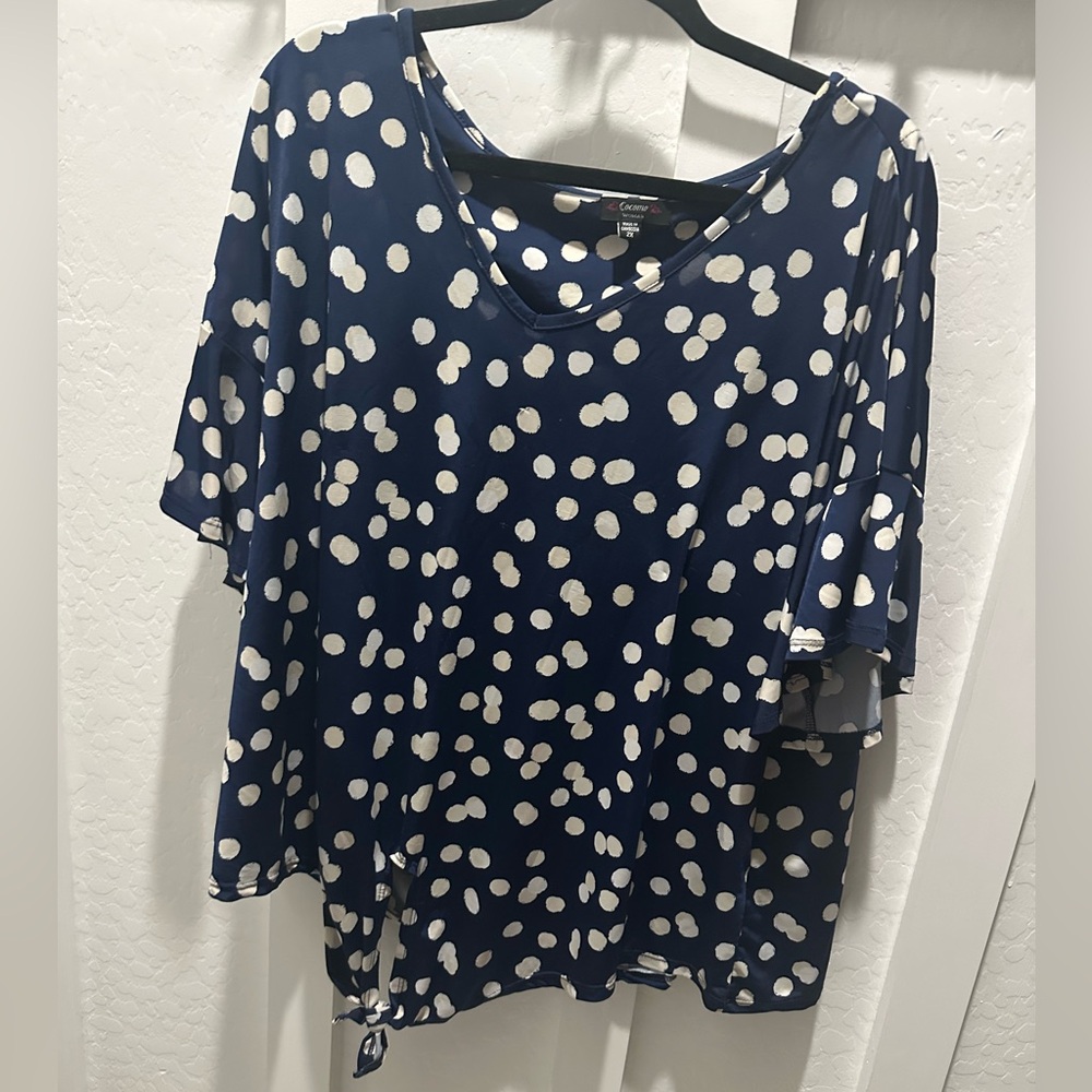 Cocomo Navy‎ and White Polka Dot Blouse